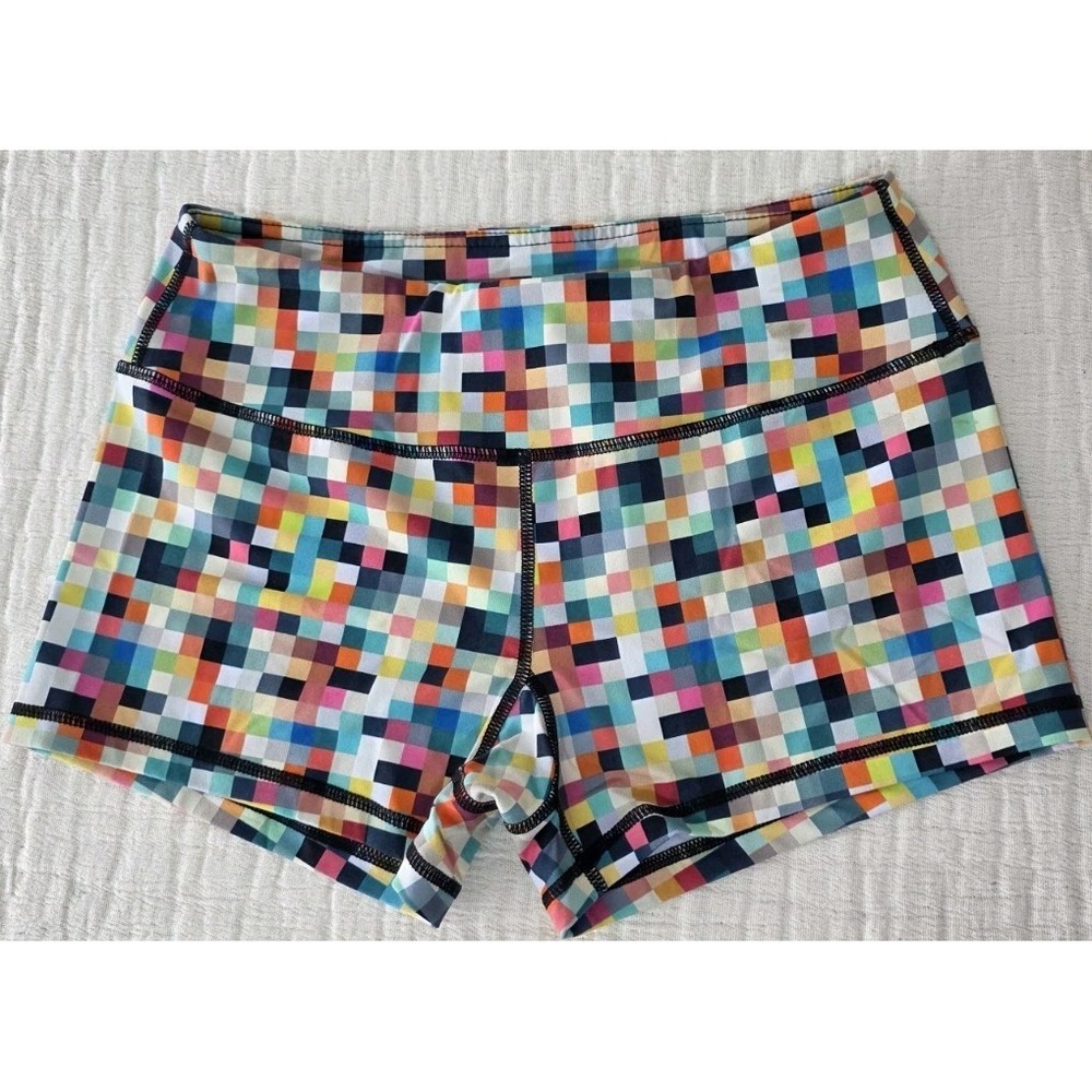 Savage Barbell Athletic Shorts Multicolor Print CrossFit Workout Gym Womans Sz M